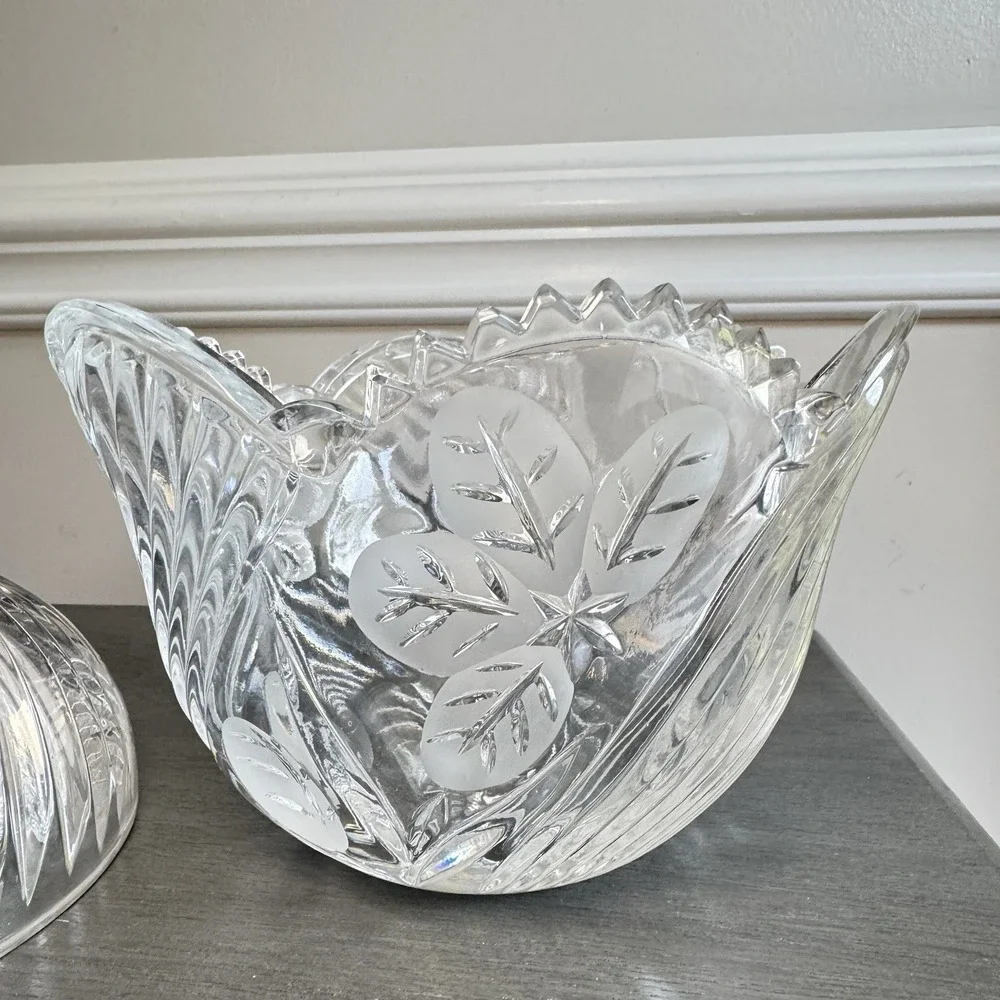 Rare Vintage Clarenbridge Irish Crystal‎ Covered Candy Bowl w/ Box